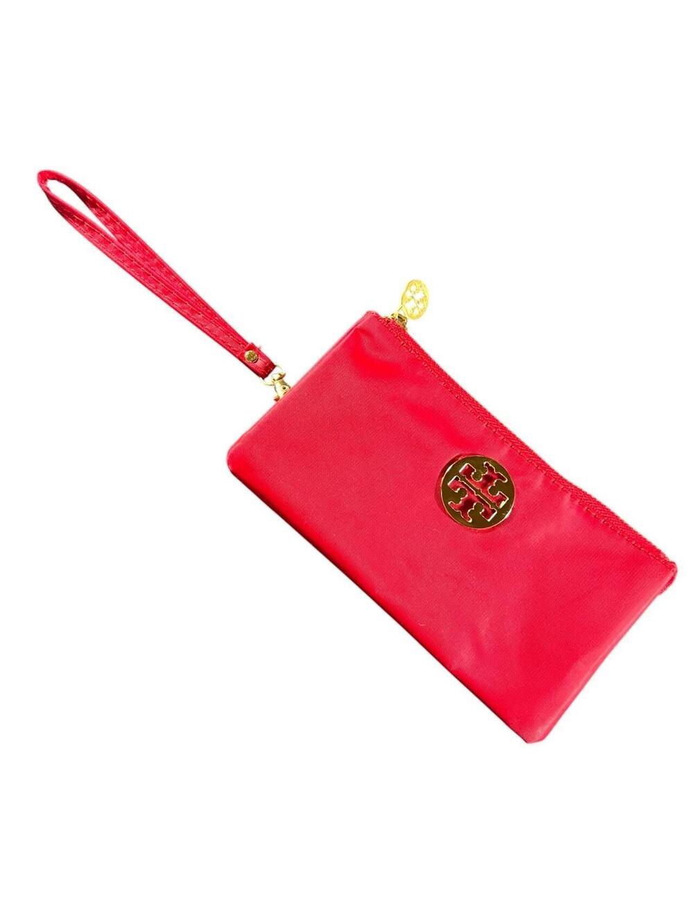 Tory Burch Red Nylon Logo Wristlet Pouch